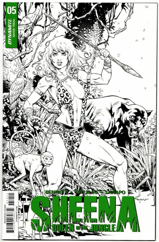 Sheena #5 1:10 B&W RI Variant (Dynamite, 2018) NM