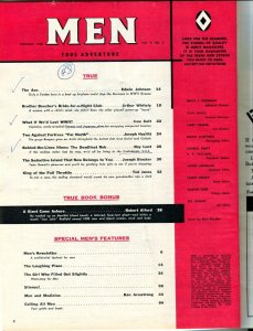 Men Magazine February 1960-JAMES BAMA INTERIOR ART-INDY 500 FN