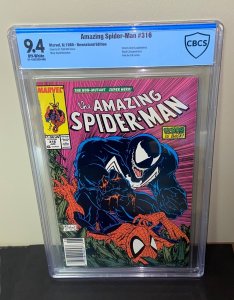 Amazing Spiderman #316 (CBCS 9.4 NM ) / 1st Full Venom Cover / Newsstand  / 1989