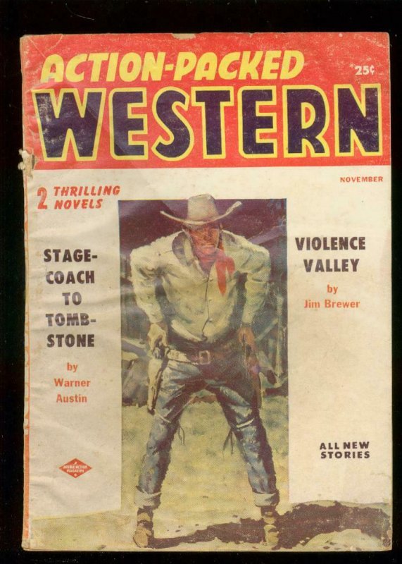 ACTION-PACKED WESTERN PULP-NOV 1956-WYATT EARP STORY- G/VG