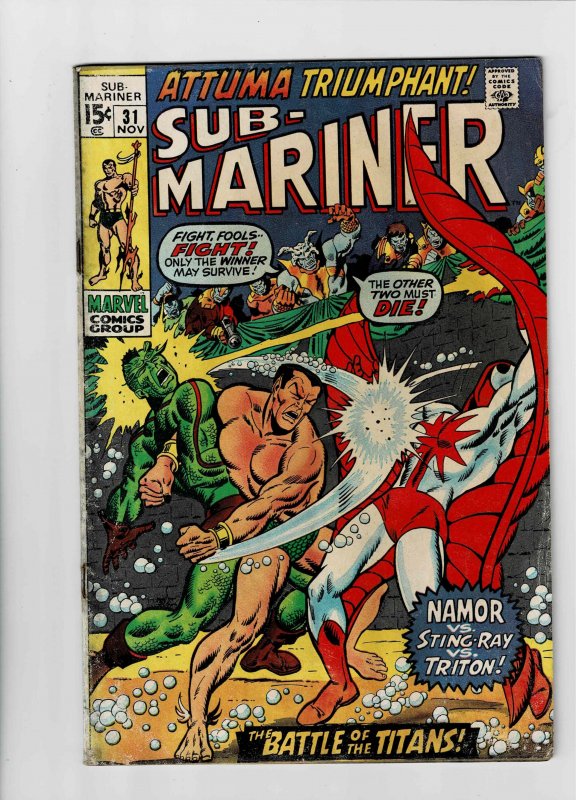 Sub-Mariner #31 (1970) An FM Almost Free Cheese 4th Menu KEY Item (d)