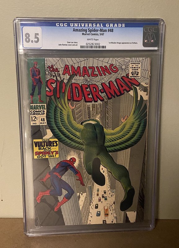 Amazing Spiderman #48 /  CGC 8.5 VFN+ / 1st Blackie Drago Vulture! / 1967