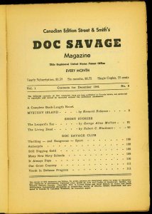 Doc Savage Pulp #6 December 1941- Mystery Island- Canadian Variant reading copy