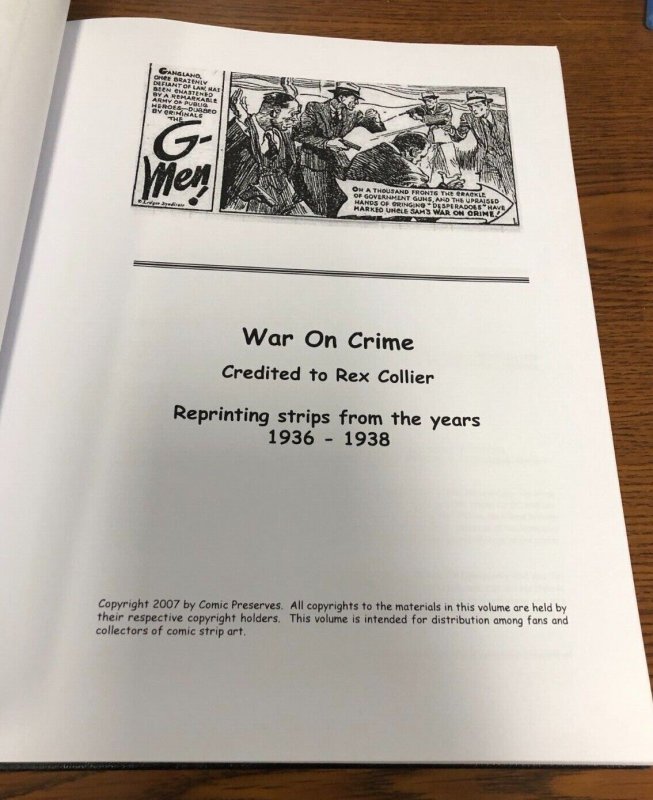 War on Crime: 1936-1938 HC by Rex Collier & Frank Godwin - collects strips 