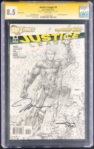 Justice League #4 Jim Lee Sketch Cover CGC 8.5 Signature Series Double Signed