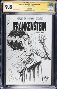 Universal Monsters Frankenstein (2024) # 1 (CGC 9.8 SS) Signed Sketch Tim Vigil