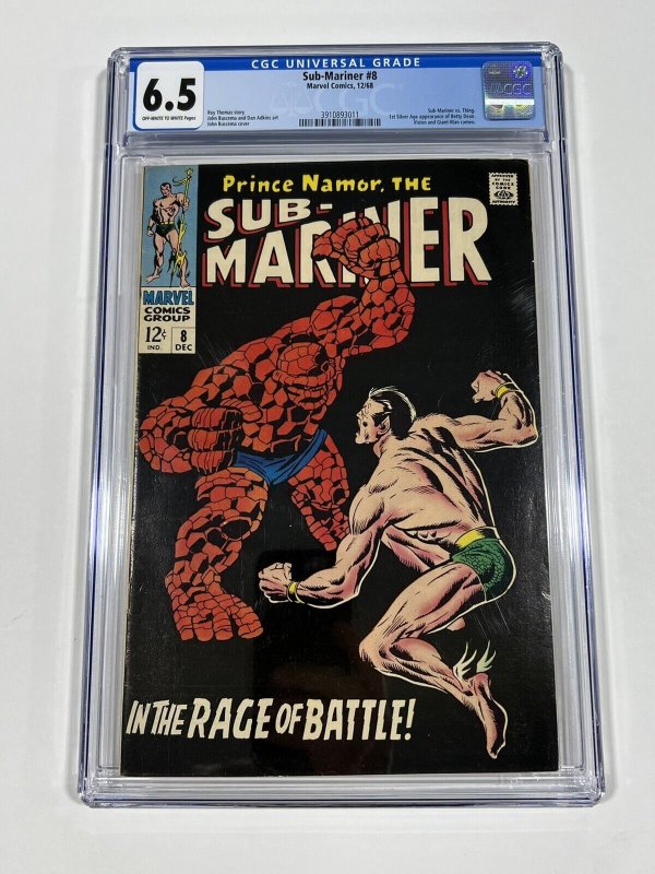 Sub-Mariner 8 cgc 6.5 ow/w pages Marvel 1969 