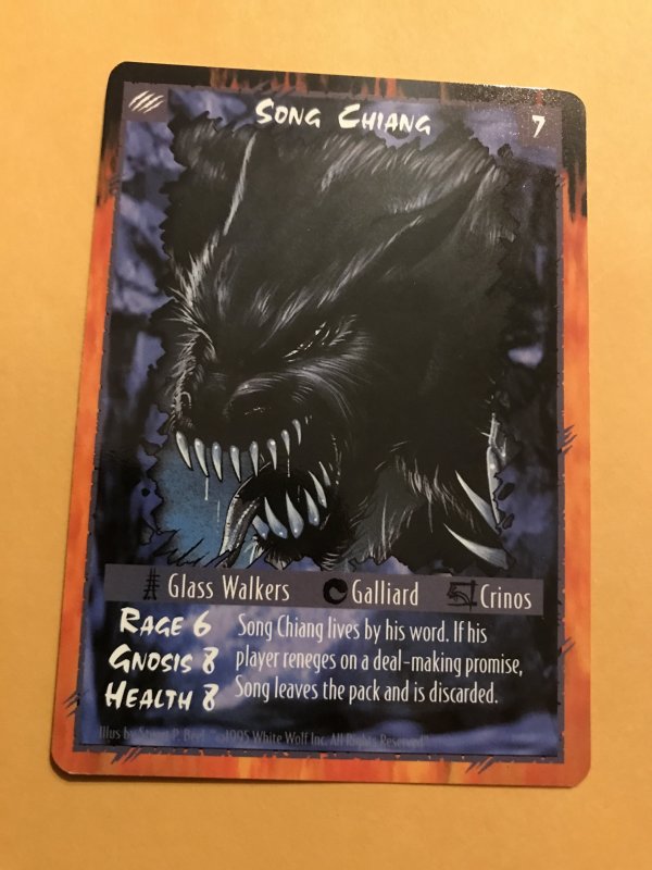 SONG CHIANG : RAGE Werewolf Unlimited Character Card; White Wolf TCG, Rare