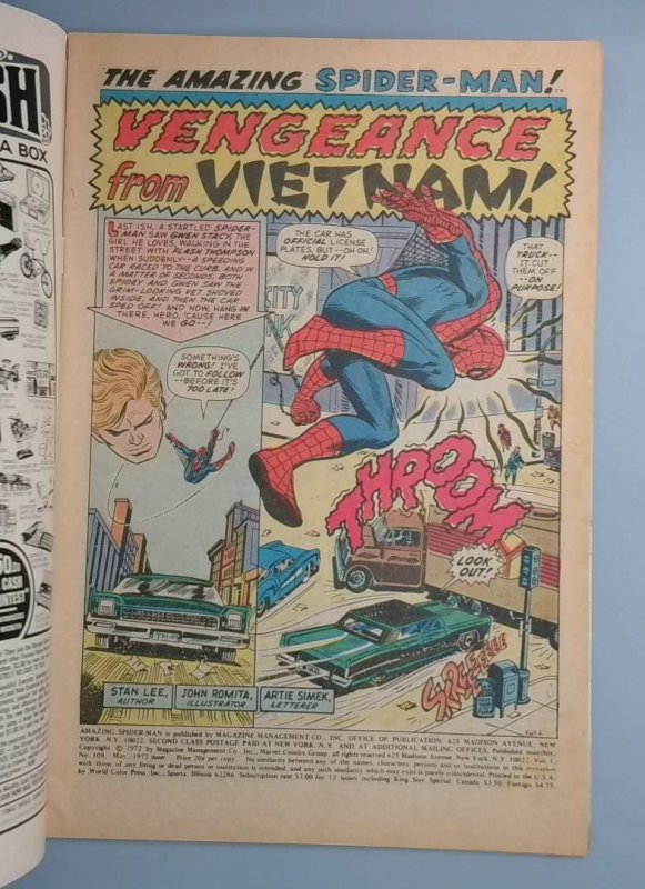 Amazing Spider-Man #108, FN- 1st Sha-Shan, Marvel Comics, 1972 JR1