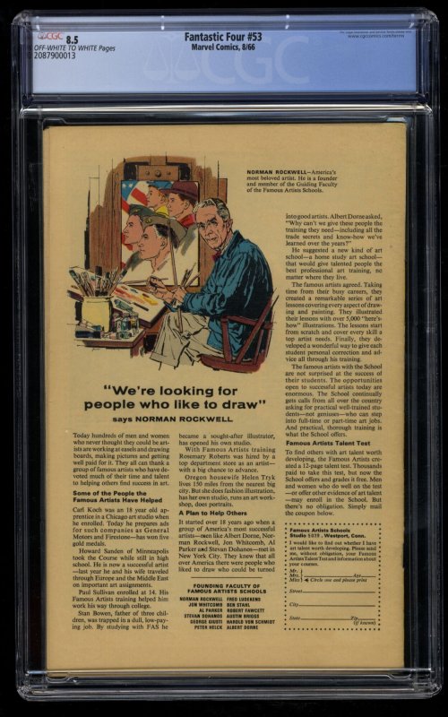 Fantastic Four #53 CGC VF+ 8.5 Off White to White 2nd Black Panther!