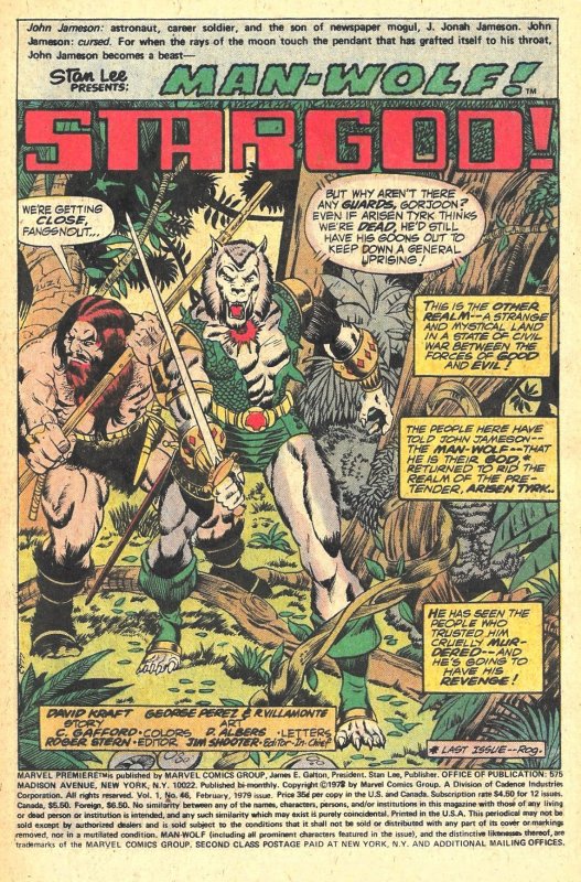 MARVEL PREMIERE #45 & 46 (1978) 8.0 VF • George Pérez! MAN-WOLF two-parter!!