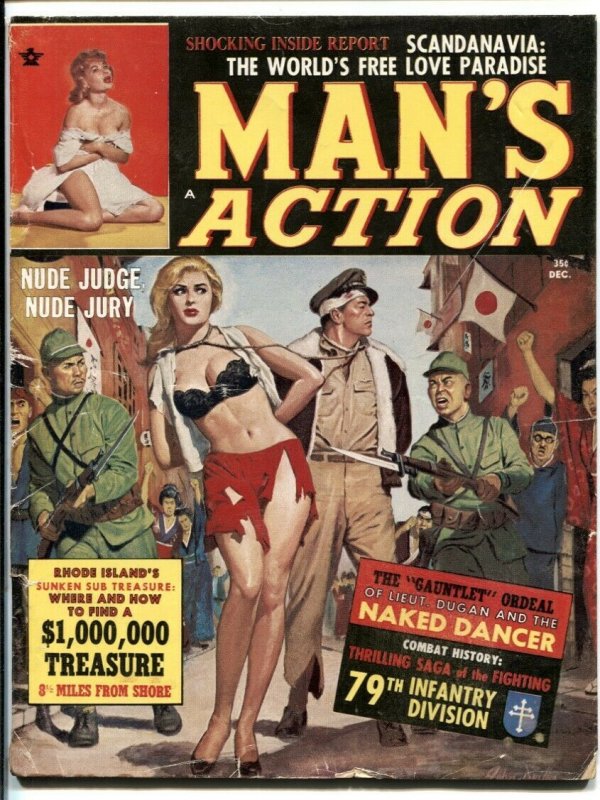 Man's Action December 1963- spicy WWII Japanese cover VG