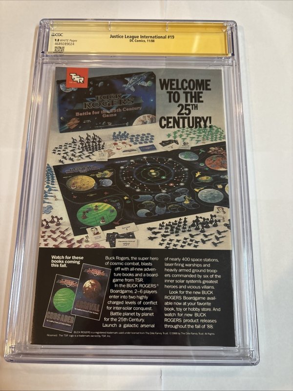 Justice League International (1988) # 1 (CGC 9.8 SS) Signed Kevin Maguire