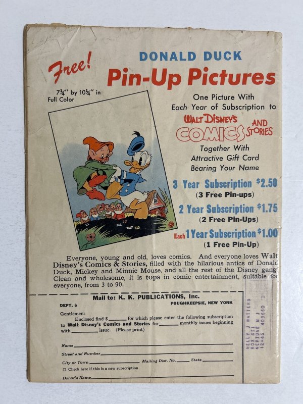 Walt Disney's Comics and Stories #57 G/VG 3.0 Donald Duck by Carl Barks 1945