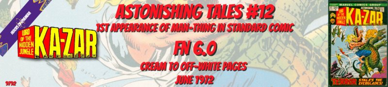 Astonishing Tales 12 FN 6.0 1st Man-Thing Marvel 1972