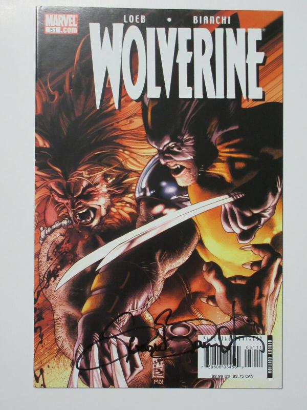 Wolverine (Marvel v3 2007) #51 VS Sabretooth! Signed by Simone Bianchi 