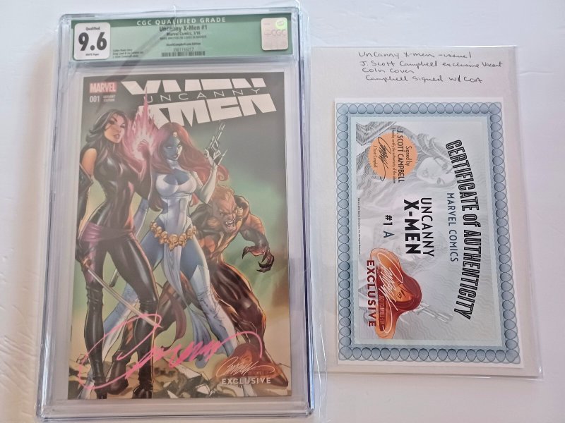 Uncanny X-men #1 - signed J Scott Campbell Cover - 2016 - CGC 9.6