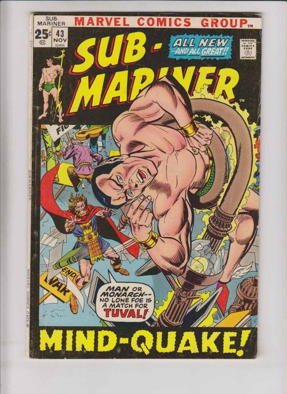 Prince Namor, the Sub-Mariner #43 FN- november 1971 - bronze age marvel comics