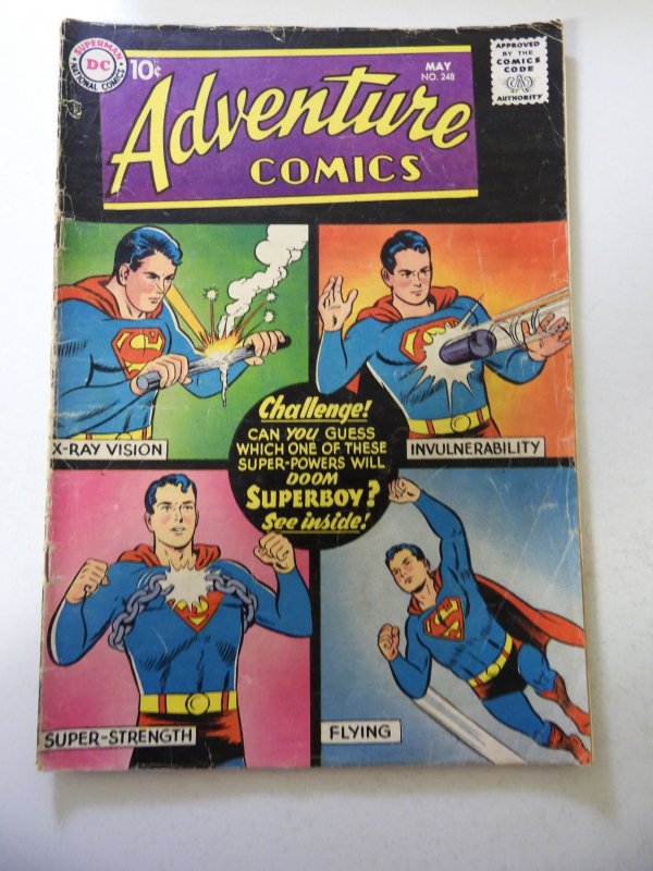 Adventure Comics #248 (1958) VG- Condition moisture stains bc