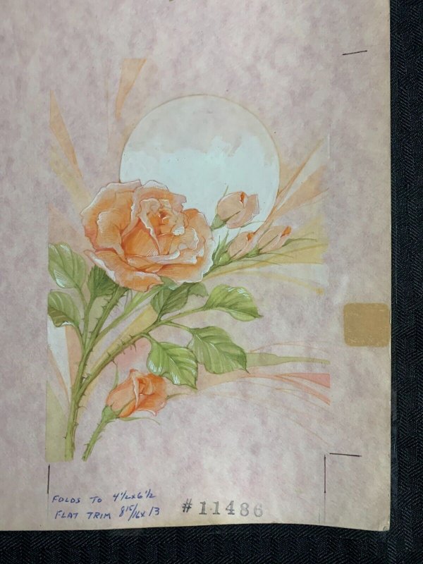 A ROSE FOR REMEMBRANCE 2-Panels Pink Roses 11.5x15.5 Greeting Card Art #9169