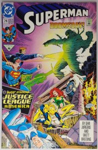 Superman 74 DC Comics 1992 6.0 FN 1st Doomsday Battle Justice League