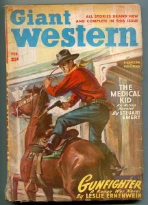 PULP:  GIANT WESTERN 02/1949-THRILLING-PULP WESTERN THRILLS-GUN FIGHT COVER-vg