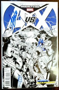 AVENGERS VS X-MEN #1 RARE! VARIANT [SIGNED 3x] STAN LEE, ROMITA JR, CHEUNG W/COA