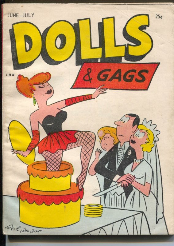 Dolls & Gags 6/1958-wedding cake prank cover-spicy cartoons-Gags-VG