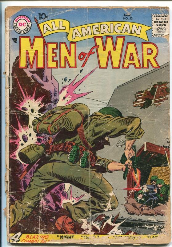 ALL-AMERICAN MEN OF WAR #53-1958-WWII-DC-SILVER AGE-KUBERT TANK COVER-pr/fr