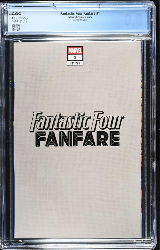 Fantastic Four Fanfare (2025) #1 - CGC 8.0 - Greg Land Marvel 616 Day Variant