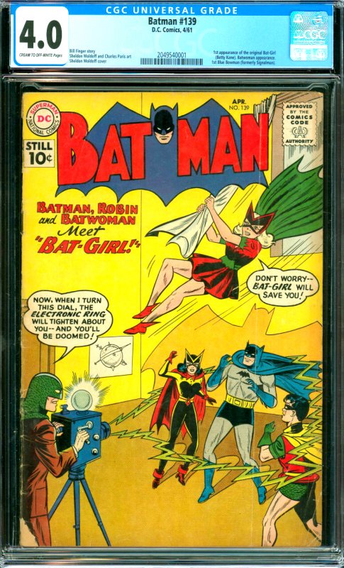 Batman #139 CGC Graded 4.0 1st appearance of the original Bat-Girl (Betty Kan...