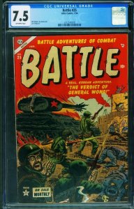 Battle #25 CGC 7.5 1954 Violent War comic book- Atlas-3712147019