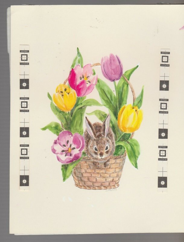 FOR YOU DAD Cute Brown Rabbit in Flower Basket 7x9 Greeting Card Art #E2756