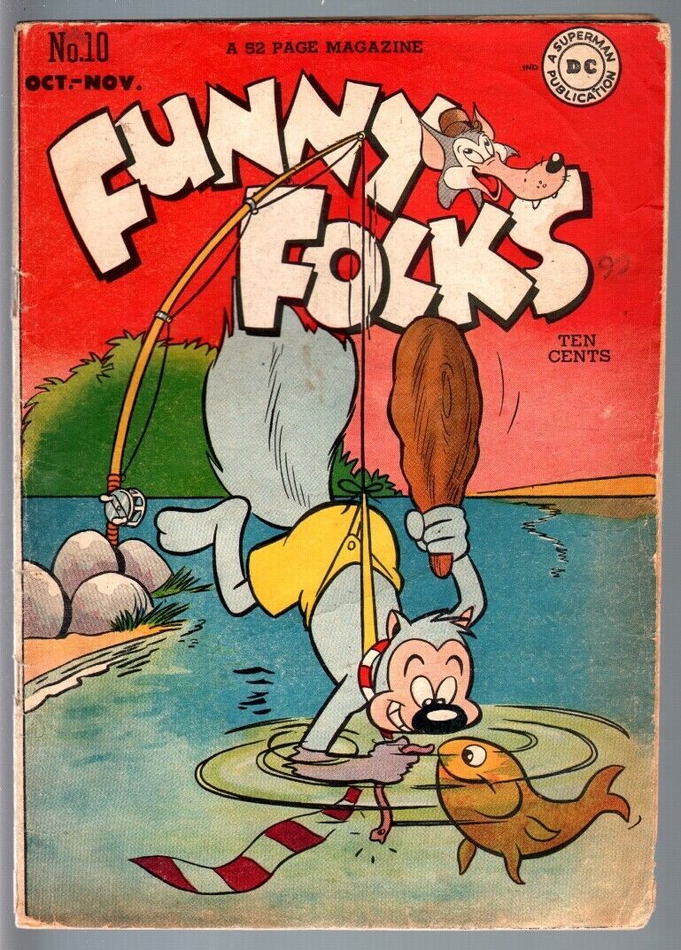 Funny Folks #10 1947- Nutsy Squirrel- fishing cover VG | Comic Books -  Golden Age, DC Comics, Funny Animal / HipComic