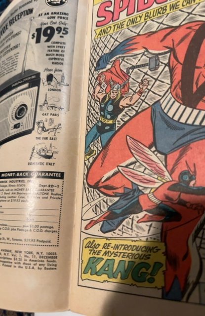 The Avengers #11 (1964)earliest spidery crossover VF higher grade