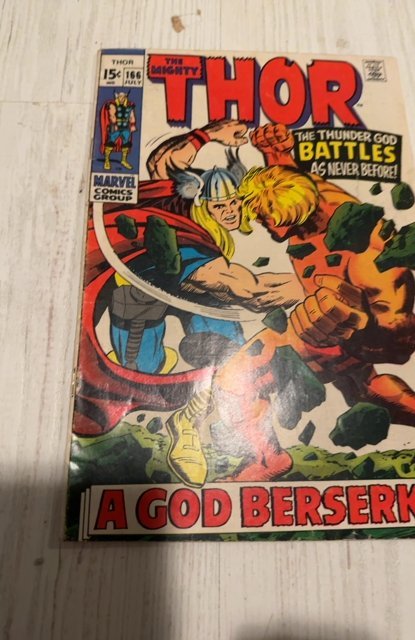 Thor #166 (1969)a god berserk-fest Warlock/Him