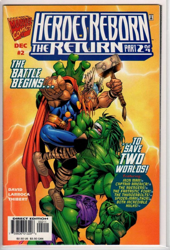 Heroes Reborn: The Return #2 Thor and Hulk Cover (1997) 9.6 NM+