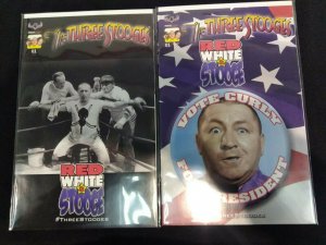 The Three Stooges: Red, White, & Stooge #1 LOT OF 4 MOE, LARRY, CURLY VARIANTS