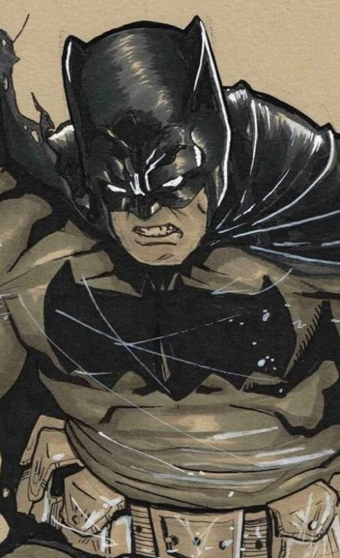 Batman Original Art by Sergio Dávila – Battle Worn DC A4 Size Signed Sketch