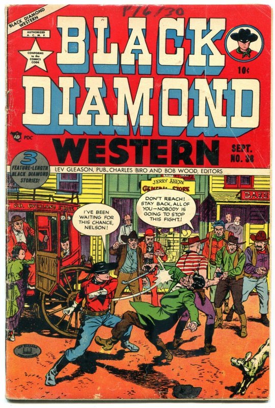 BLACK DIAMOND WESTERN #38 1952 LEV GLEASON 1ST RED FIRE VG