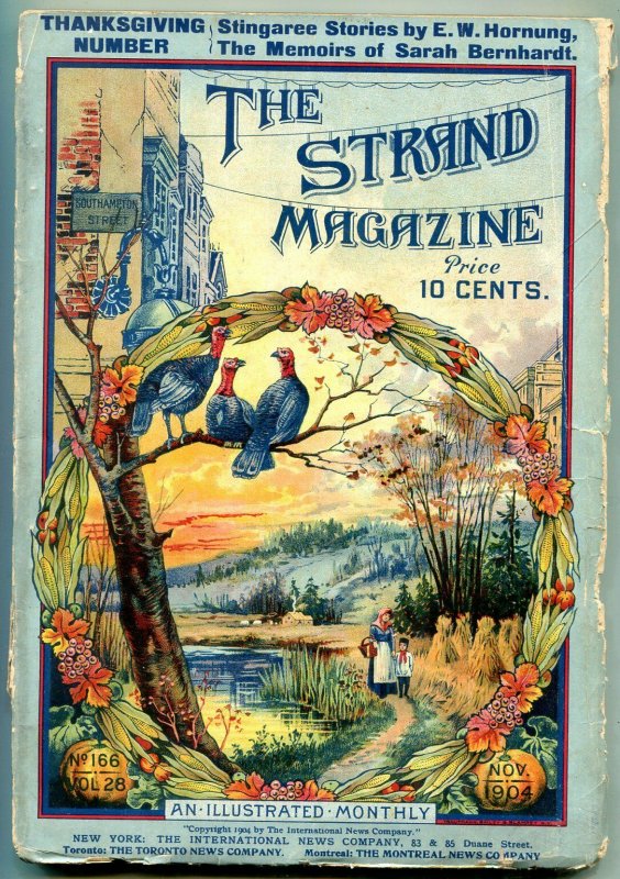 Strand Magazine Pulp November 1904- Sarah Bernhardt- Thanksgiving cover VG