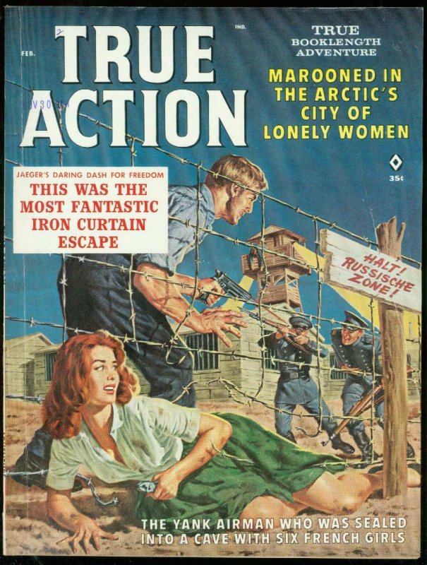 TRUE ACTION FEB 1962-SPICY PRISON ESCAPE COVER-BAMA ART FN