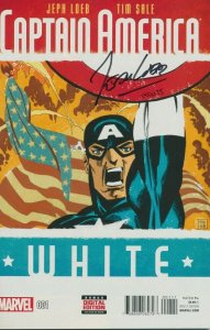 CAPTAIN AMERICA WHITE #1 SIGNED BY JEPH LOEB MARVEL COMICS 2015 EB204
