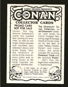 Comic Images Hasbro CONAN 1993 Promo Card