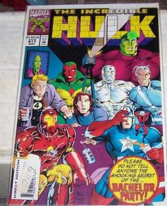 Incredible Hulk #417 (May 1994, Marvel) BACHELOR PARTY vision ironman cap avenge