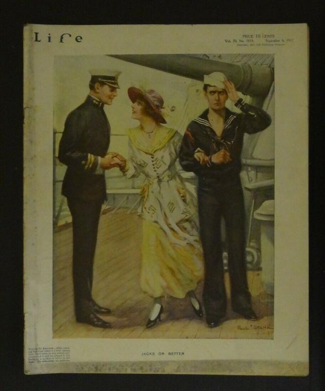 LIFE-09/06/1917-PAUL STAHR COVER-HISTORIC-WWI-COMIC STYLE ART-RARE-vg 