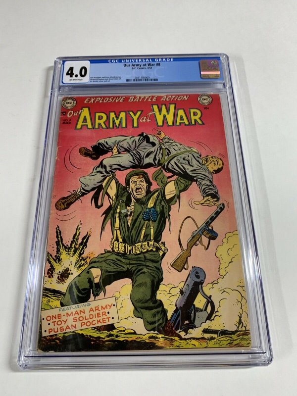 Our Army At War 8 Cgc 4.0 Ow Pages Dc Comics Golden Age War