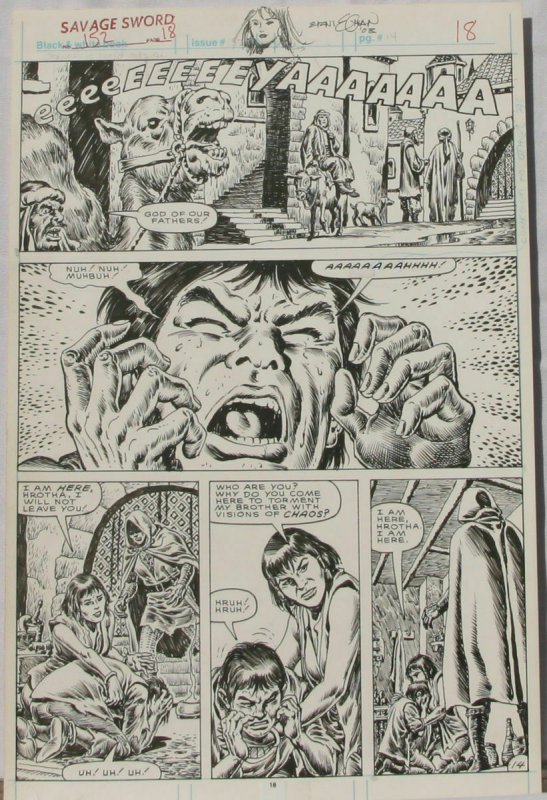 ERNIE CHAN Published Original Art SAVAGE SWORD of CONAN #152,pg 18, Signed w/art