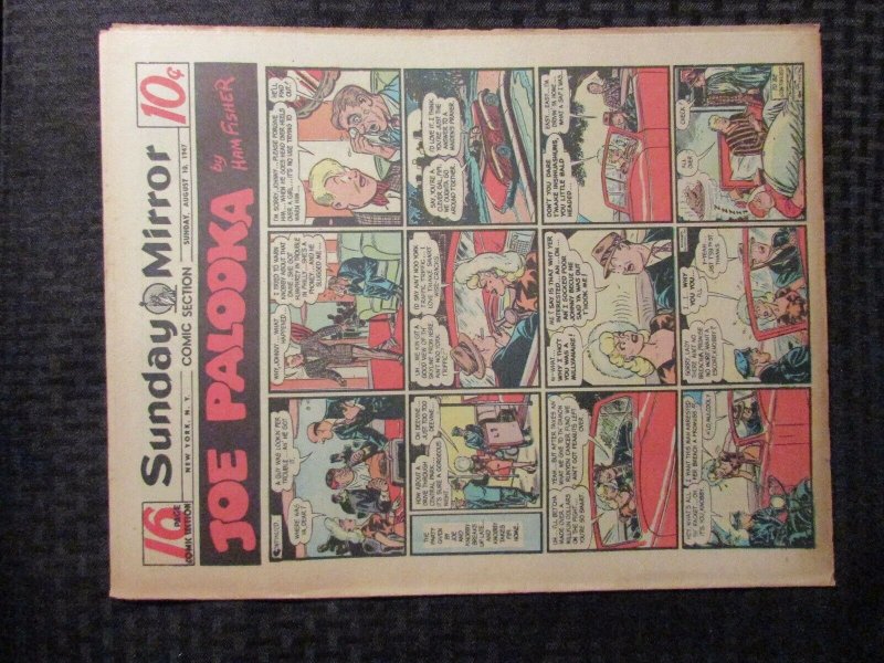 1947 Aug 10 Sunday Mirror Comic Section VG/FN 5.0 Superman / Joe Palooka 16pgs