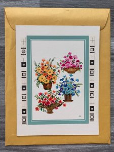 BIRTHDAY 4 Different Flower Arrangements 7x9 Greeting Card Art B8533 w/ 2 Cards